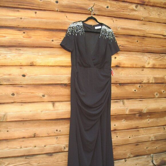 Mac Duggal 55704 Womens Black SEQUINED EMBELLISHED SHOULDER EVENING GOWN - Picture 6 of 16